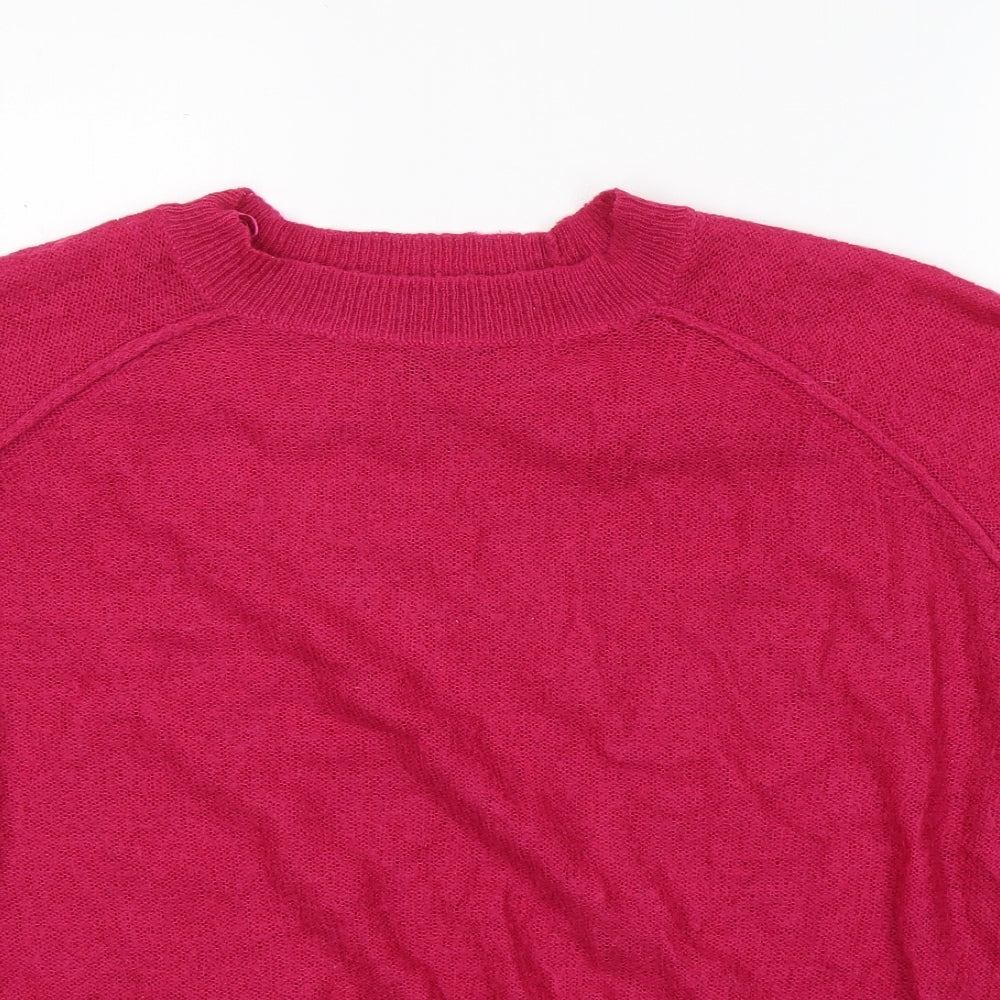 Topshop Womens Pink Round Neck  Acrylic Pullover Jumper Size 14