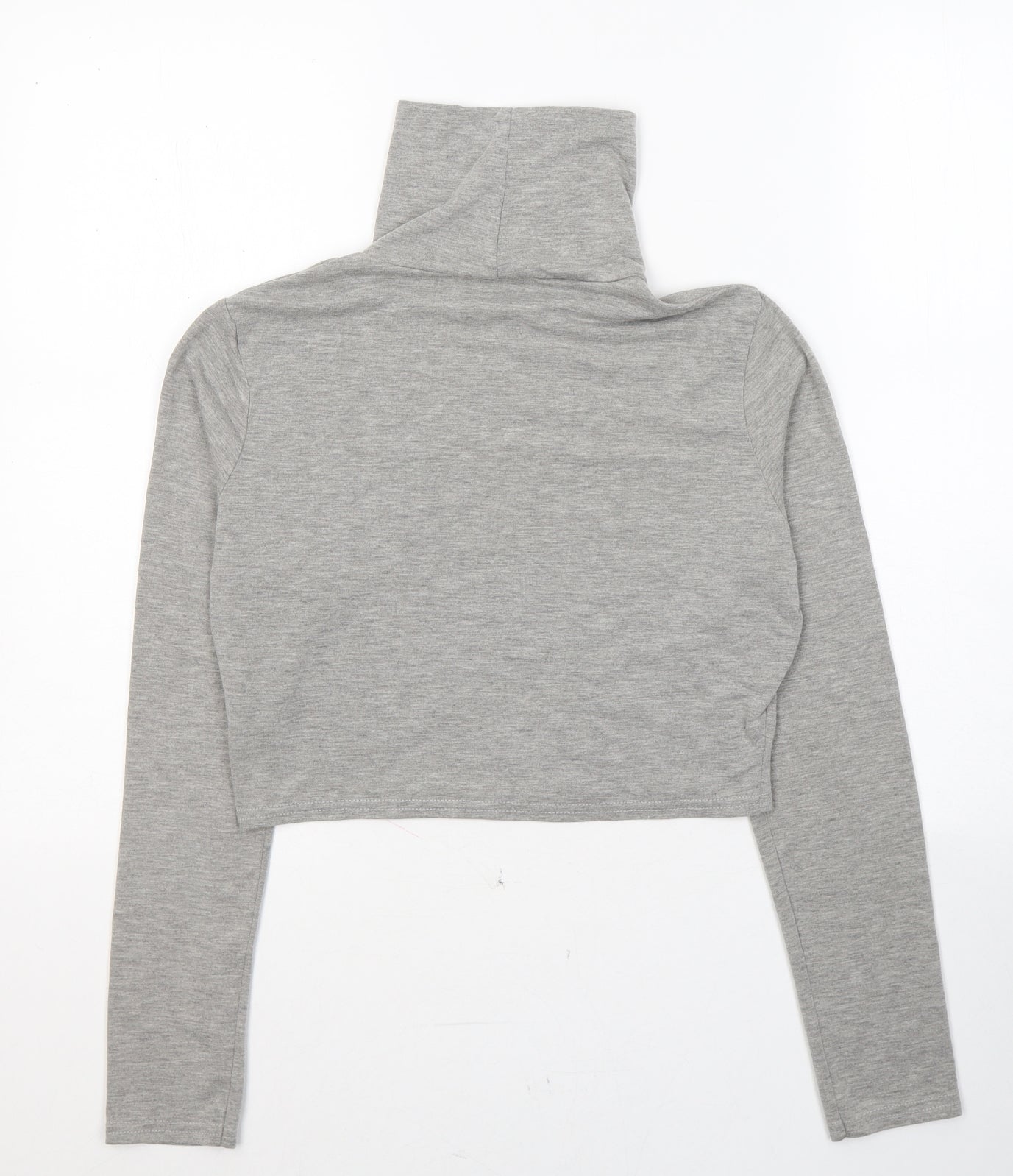 Missguided Womens Grey  Viscose Cropped T-Shirt Size 12 High Neck