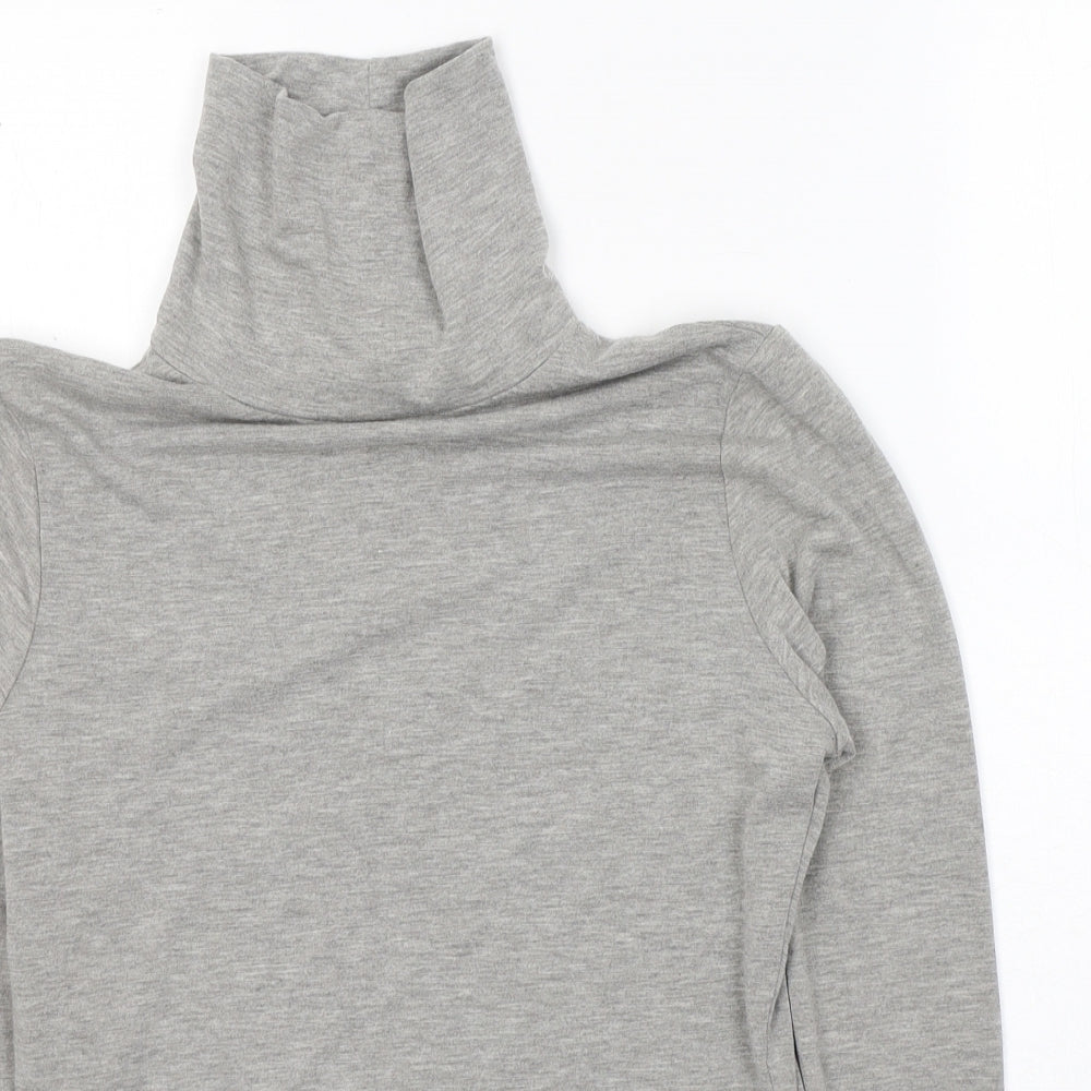 Missguided Womens Grey  Viscose Cropped T-Shirt Size 12 High Neck