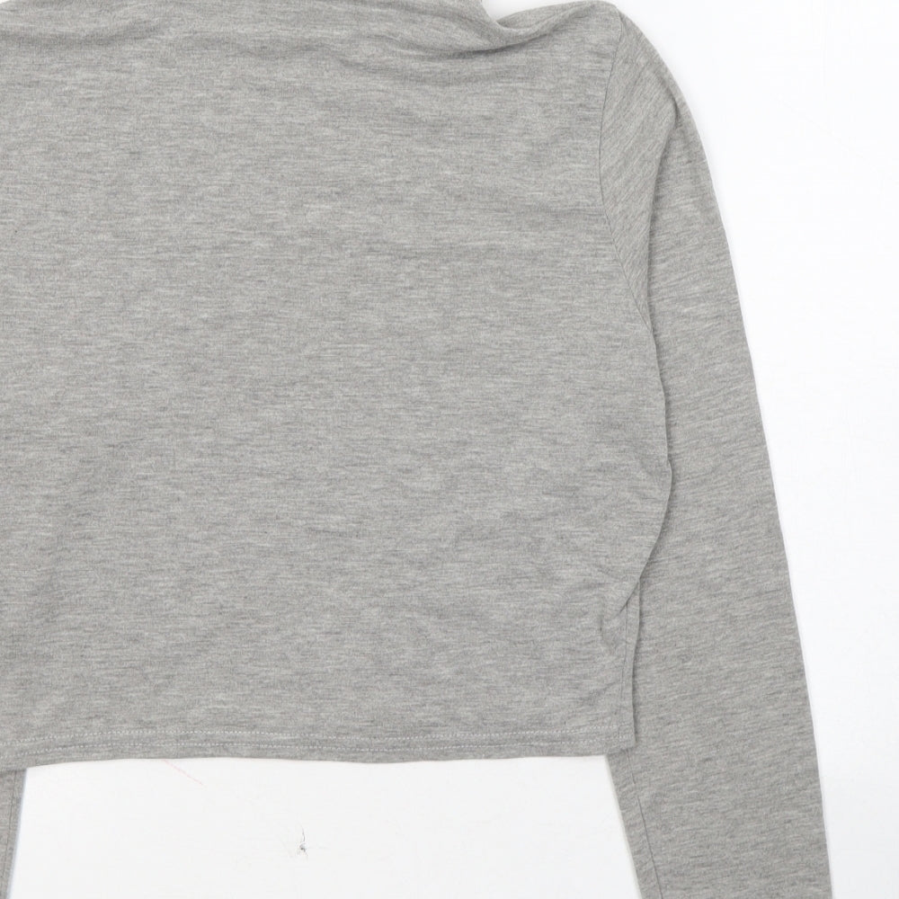 Missguided Womens Grey  Viscose Cropped T-Shirt Size 12 High Neck