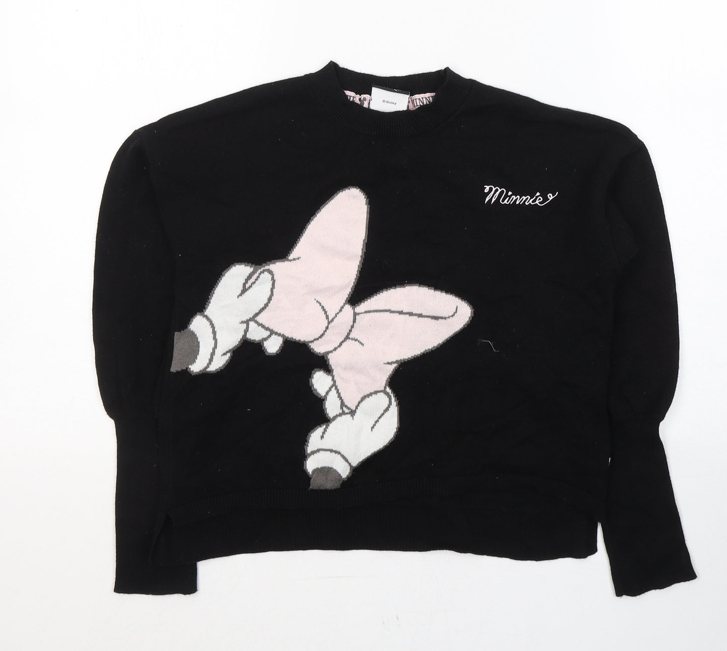 George Girls Black Round Neck  Cotton Pullover Jumper Size 9-10 Years  Pullover - Minnie mouse
