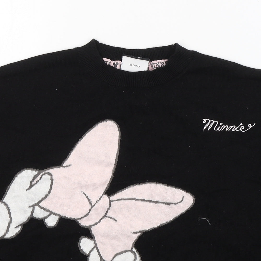 George Girls Black Round Neck  Cotton Pullover Jumper Size 9-10 Years  Pullover - Minnie mouse