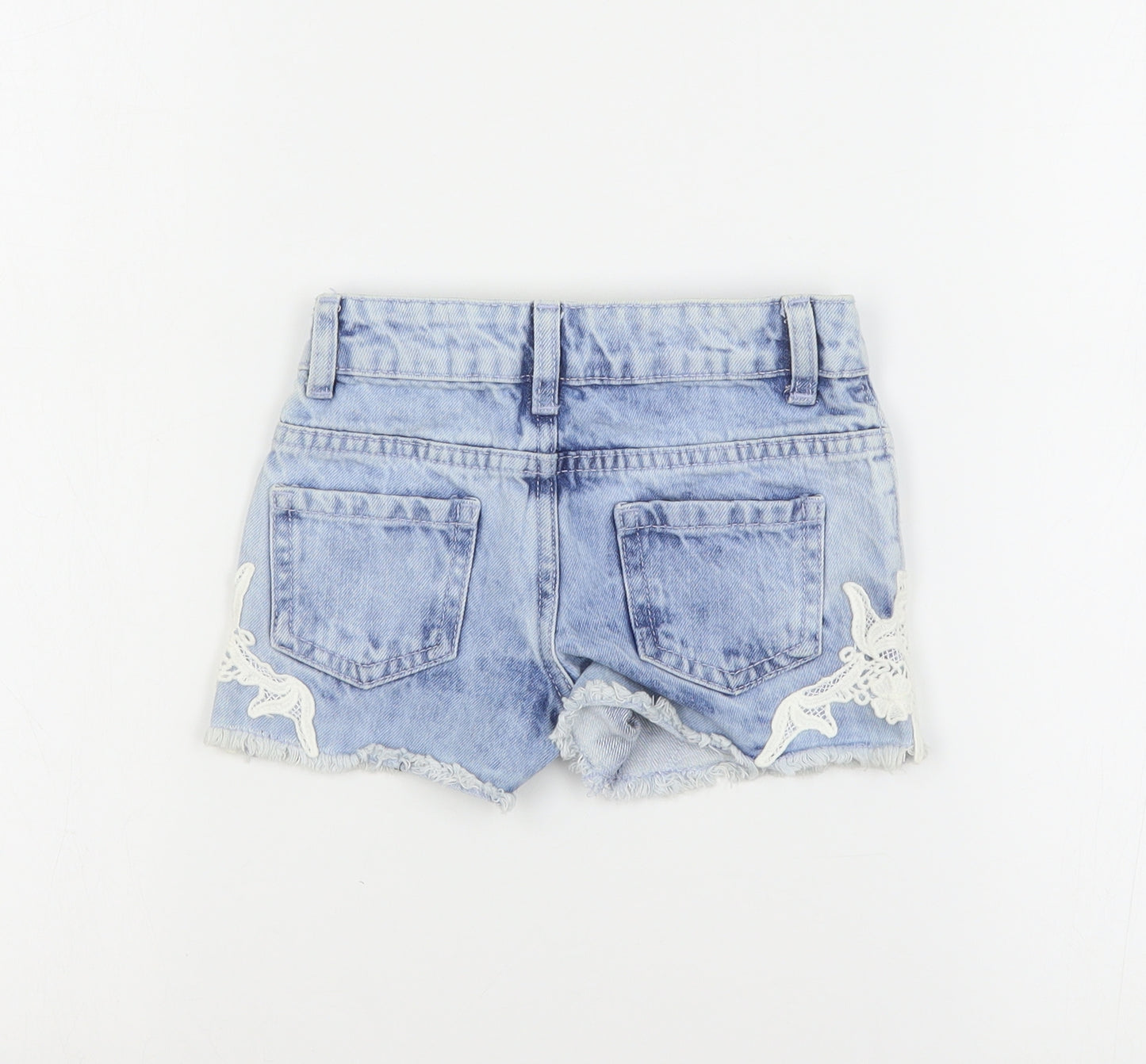 Primark Girls Blue  Cotton Cut-Off Shorts Size 3-4 Years  Regular Zip