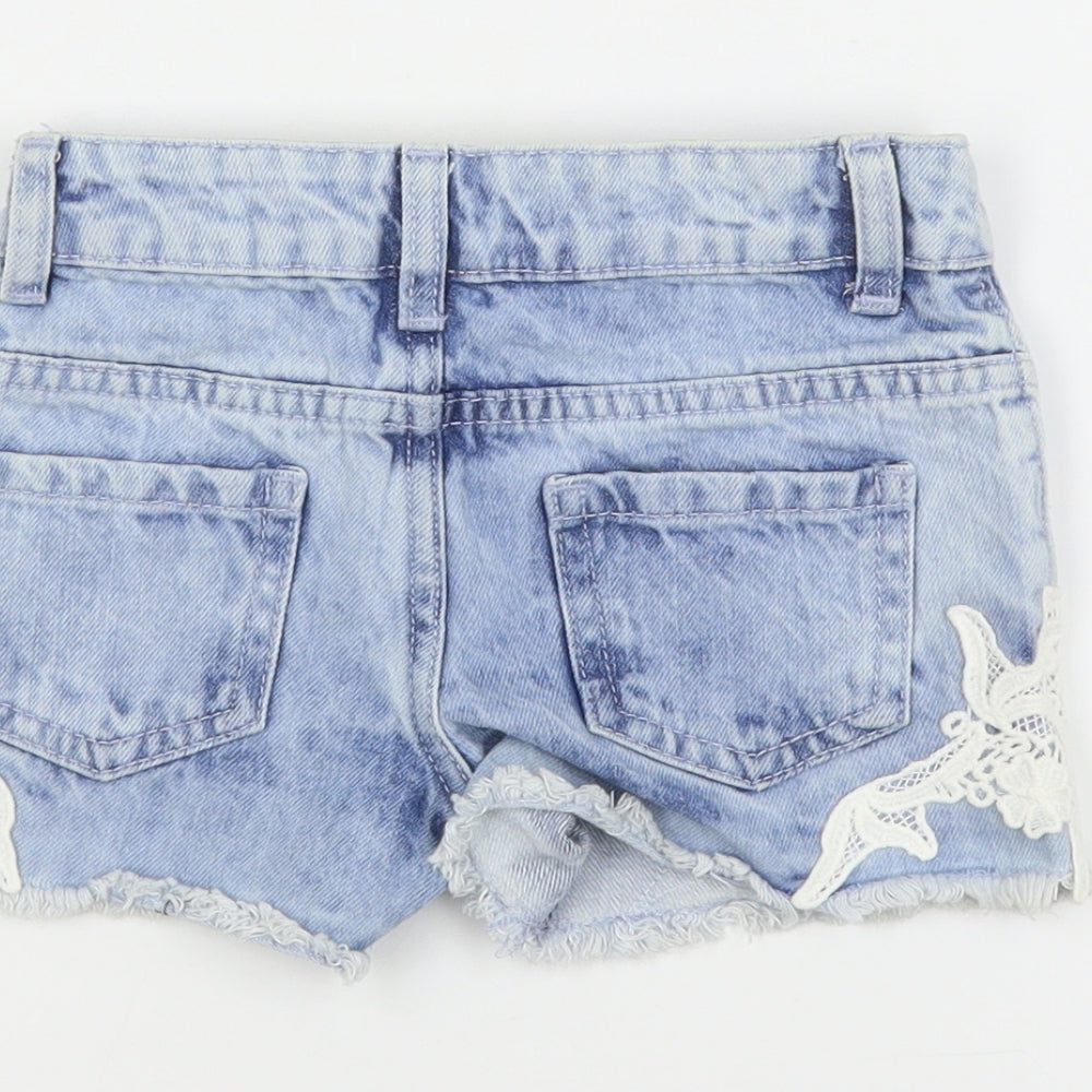 Primark Girls Blue  Cotton Cut-Off Shorts Size 3-4 Years  Regular Zip