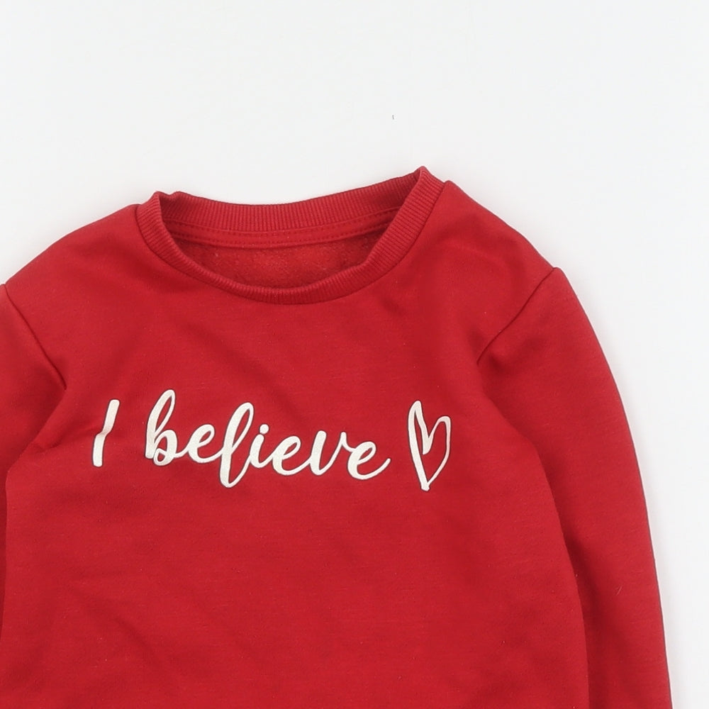 Matalan Girls Red  Polyester Pullover Sweatshirt Size 2-3 Years  Pullover - Christmas