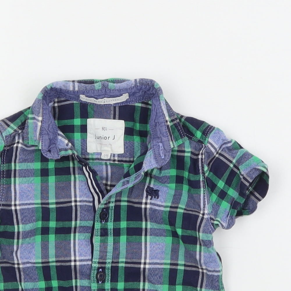 Jasper Conran Baby Blue Plaid Cotton Basic Button-Up Size 18-24 Months Collared Button
