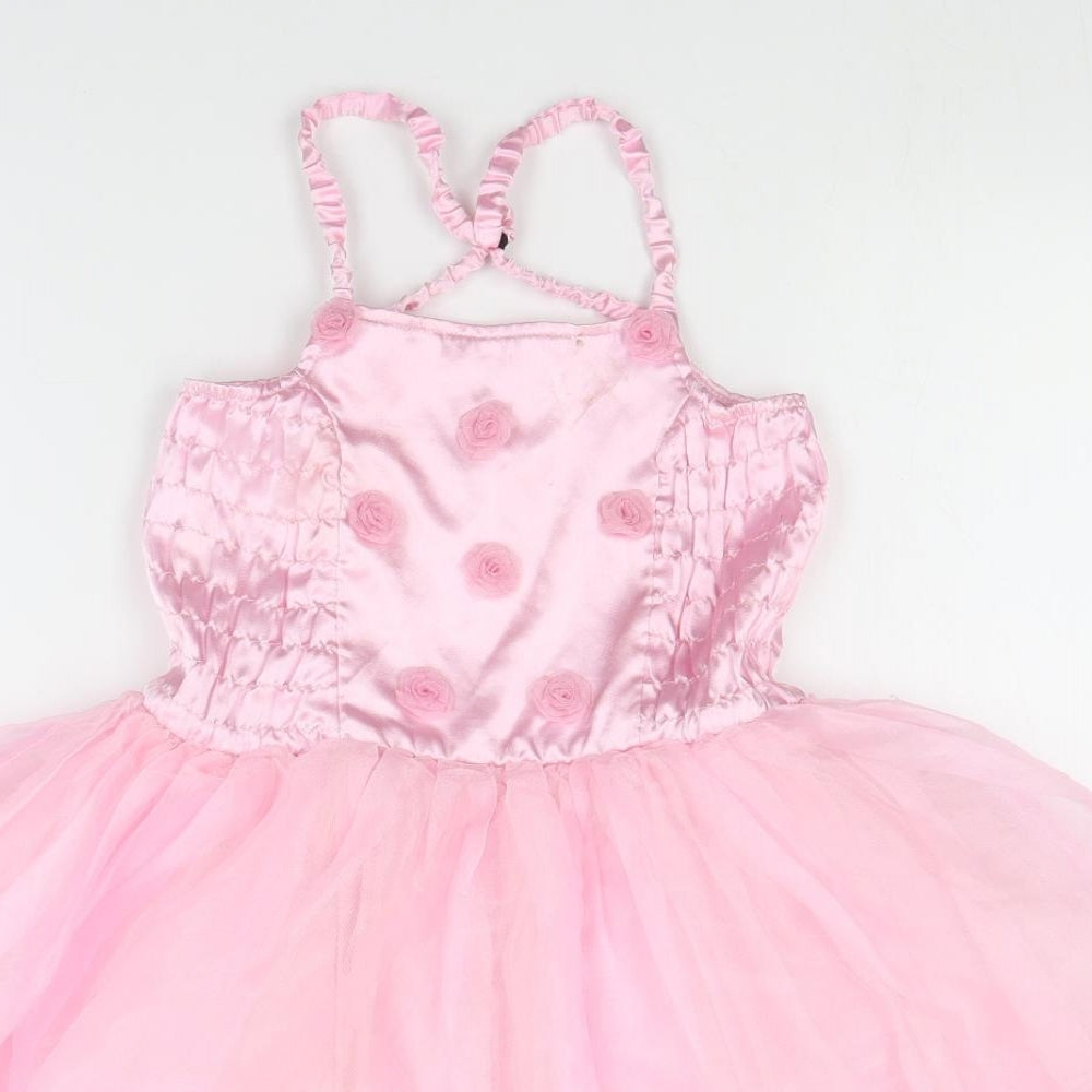 NEXT Girls Pink  Polyester Tutu Dress  Size 7-8 Years  Square Neck Pullover