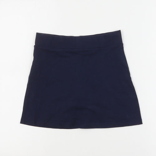 Marks and Spencer Girls Blue  Cotton A-Line Skort Size 9-10 Years  Regular Pull On