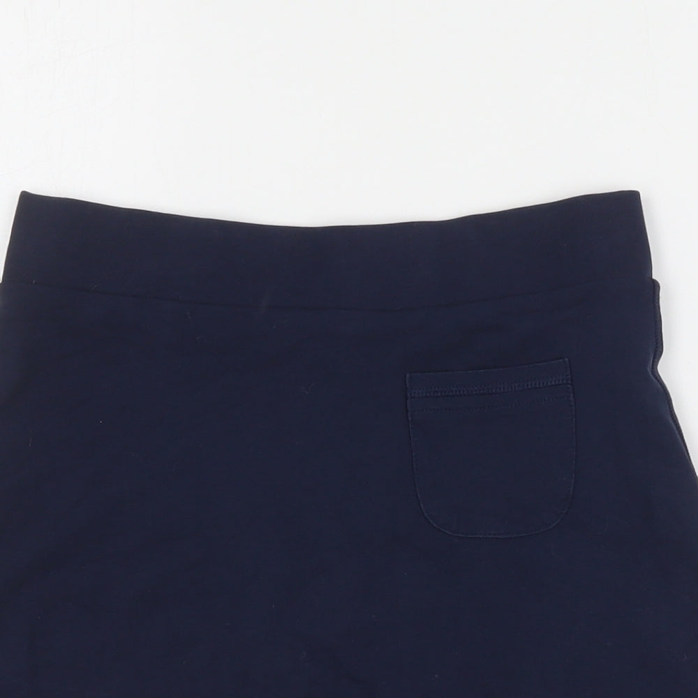 Marks and Spencer Girls Blue  Cotton A-Line Skort Size 9-10 Years  Regular Pull On