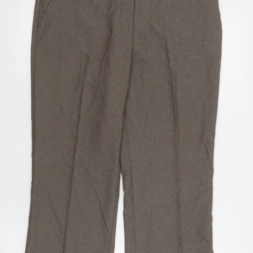NEXT Womens Brown  Polyester Cropped Trousers Size 12 L24 in Regular Zip