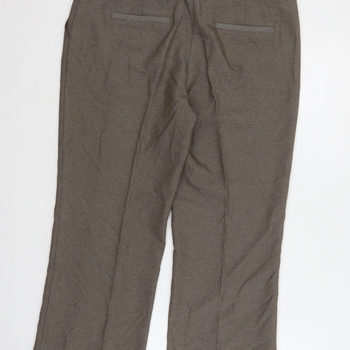 NEXT Womens Brown  Polyester Cropped Trousers Size 12 L24 in Regular Zip