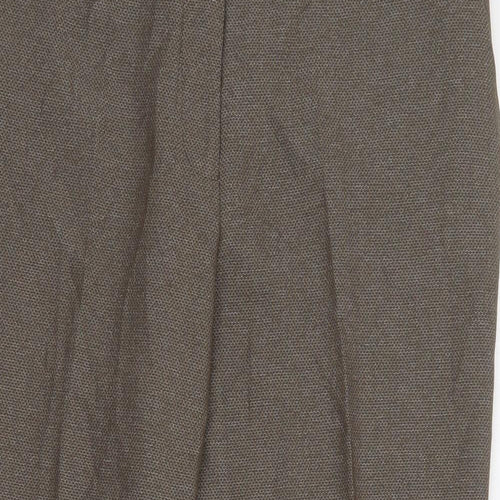 NEXT Womens Brown  Polyester Cropped Trousers Size 12 L24 in Regular Zip
