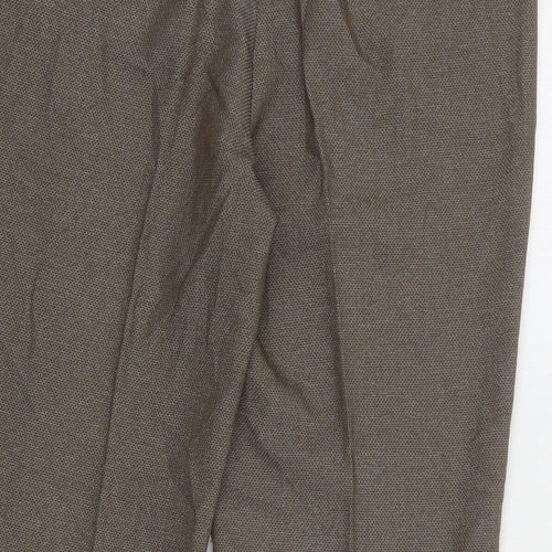 NEXT Womens Brown  Polyester Cropped Trousers Size 12 L24 in Regular Zip