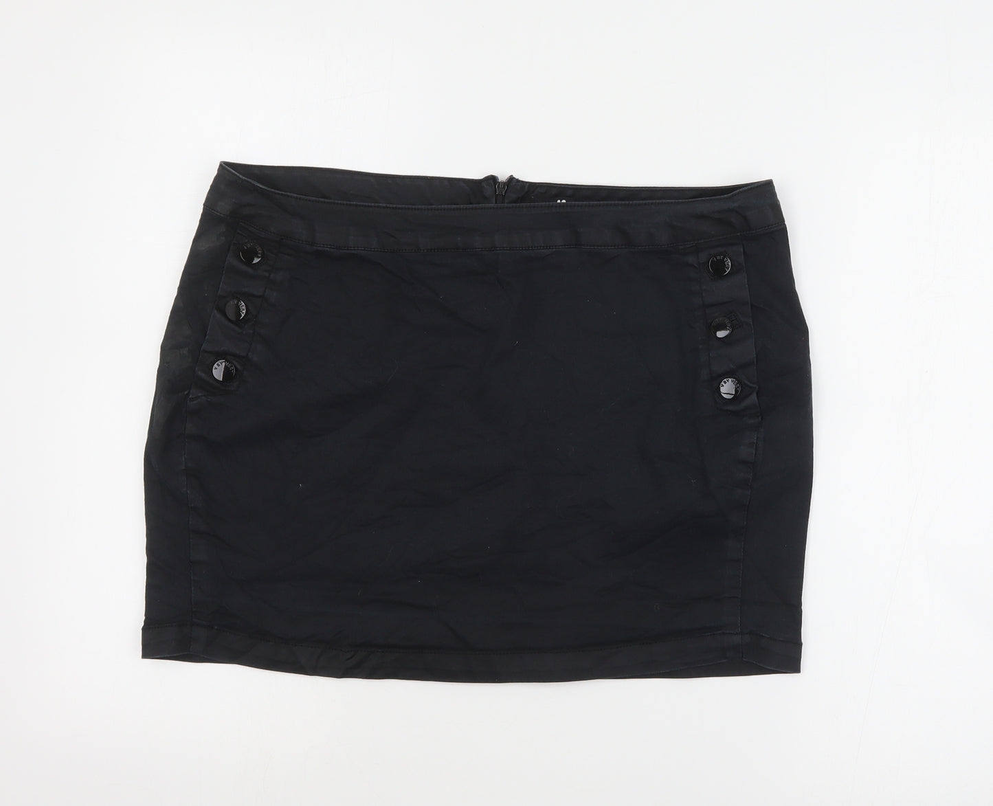 Very Womens Black  Cotton Mini Skirt Size 18   Zip