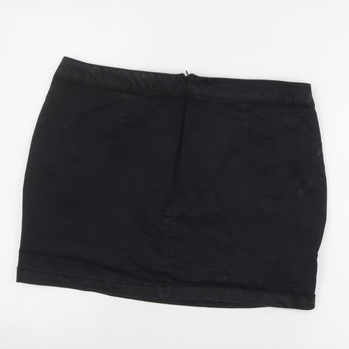 Very Womens Black  Cotton Mini Skirt Size 18   Zip
