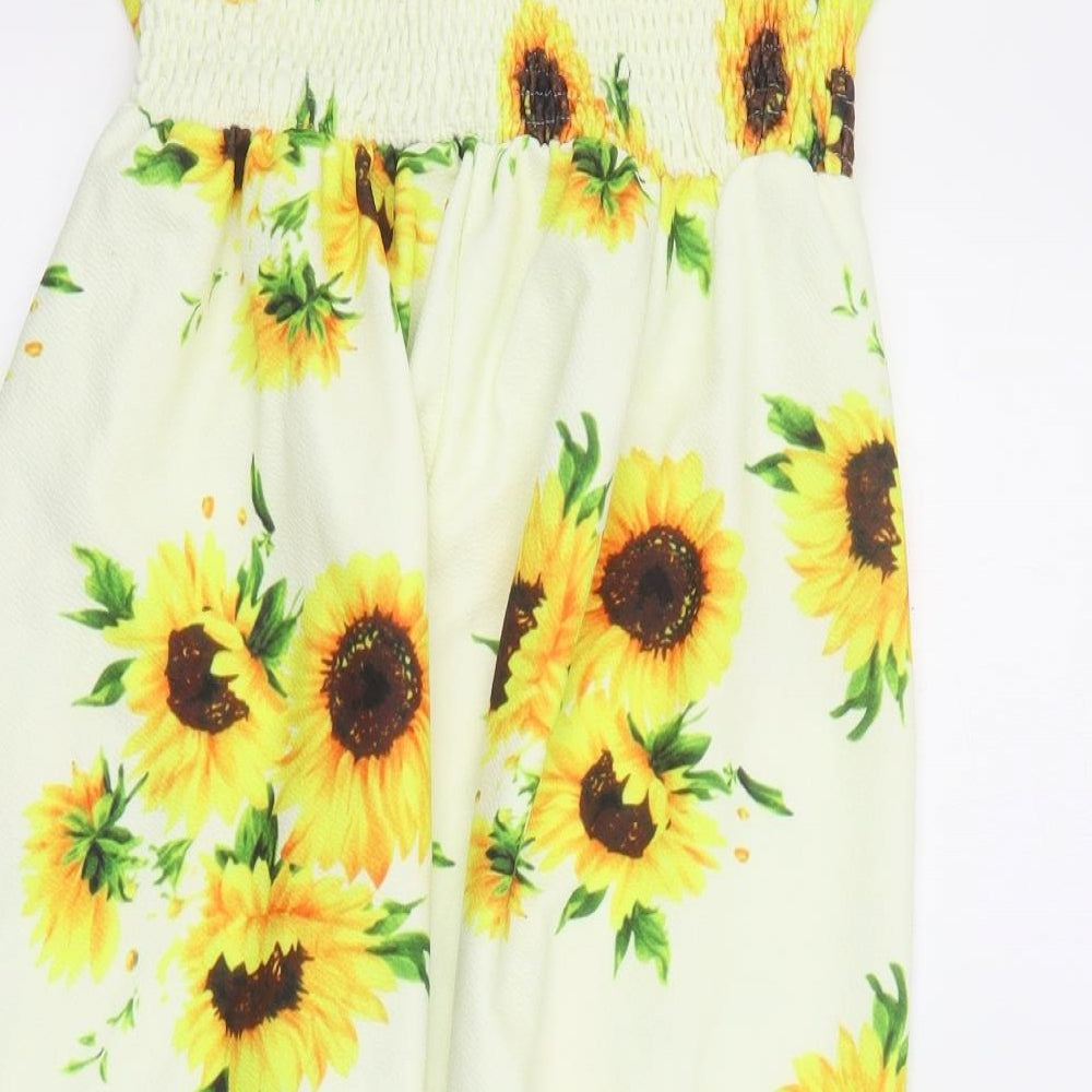 Zaful Womens Ivory Floral Cotton A-Line  Size 12  Round Neck Pullover