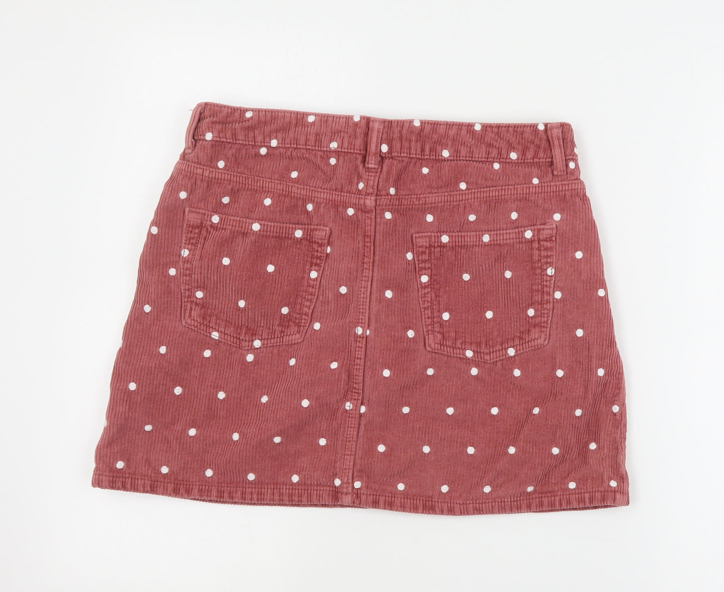 Topshop Womens Pink Polka Dot Cotton A-Line Skirt Size 12   Zip