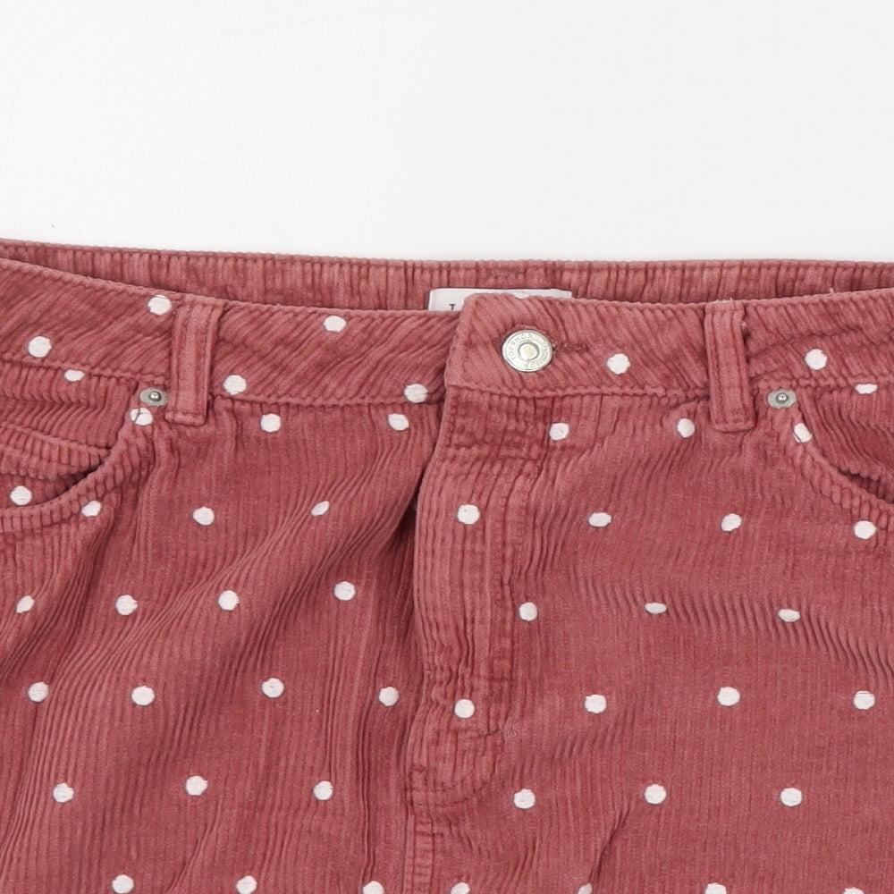 Topshop Womens Pink Polka Dot Cotton A-Line Skirt Size 12   Zip