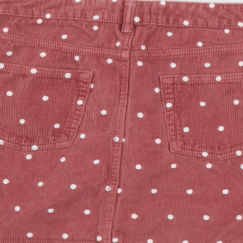 Topshop Womens Pink Polka Dot Cotton A-Line Skirt Size 12   Zip