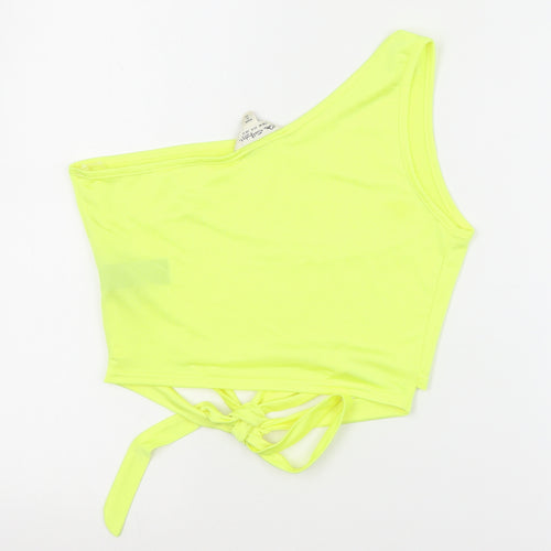 Miss Selfridge Womens Yellow  Polyester Cropped Tank Size 12 Round Neck