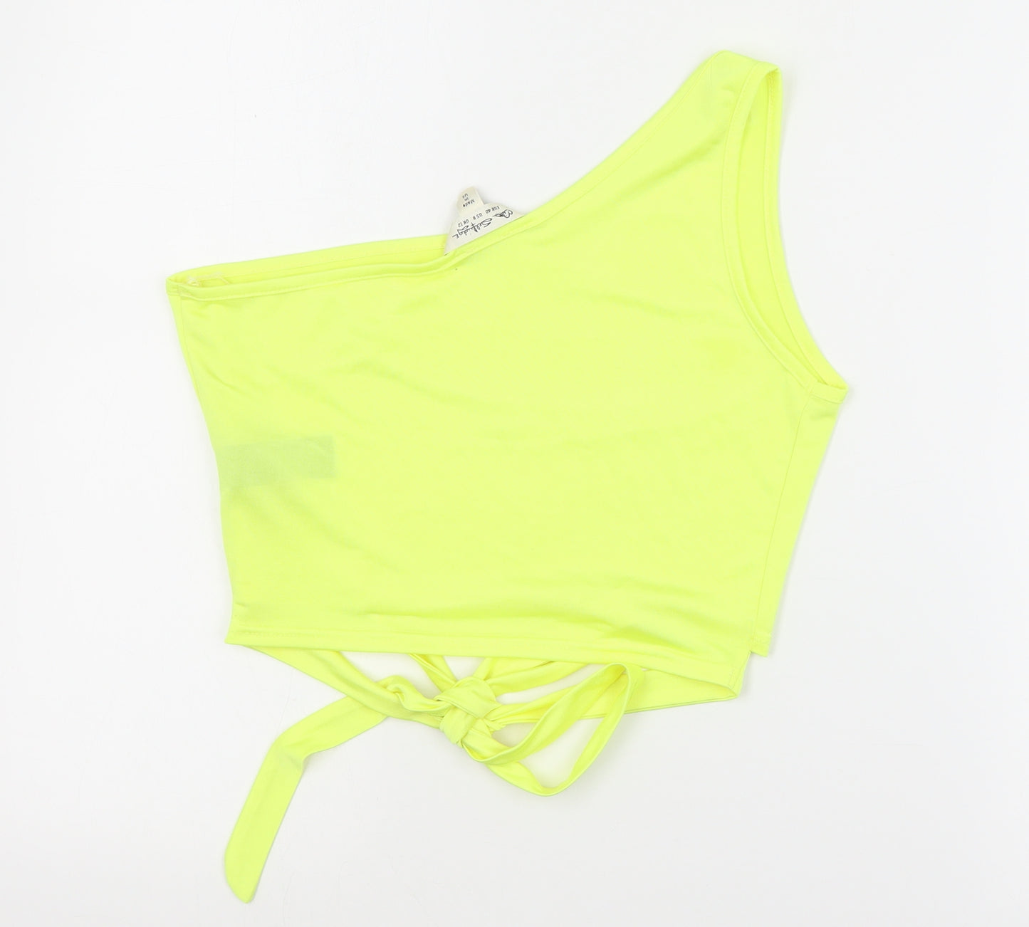 Miss Selfridge Womens Yellow  Polyester Cropped Tank Size 12 Round Neck