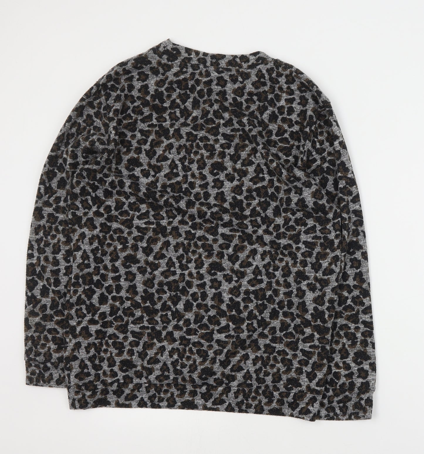 Topshop Womens Grey Animal Print Cotton Pullover Sweatshirt Size 8  Pullover