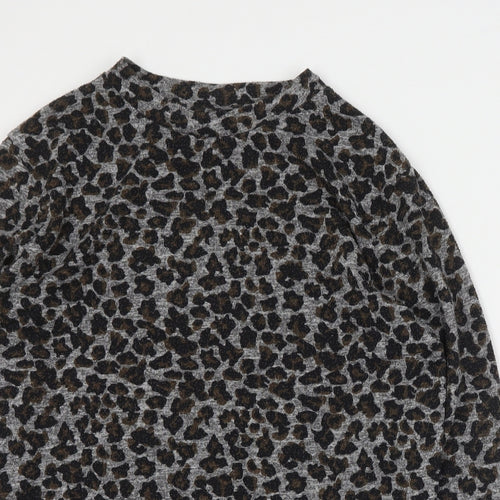 Topshop Womens Grey Animal Print Cotton Pullover Sweatshirt Size 8  Pullover