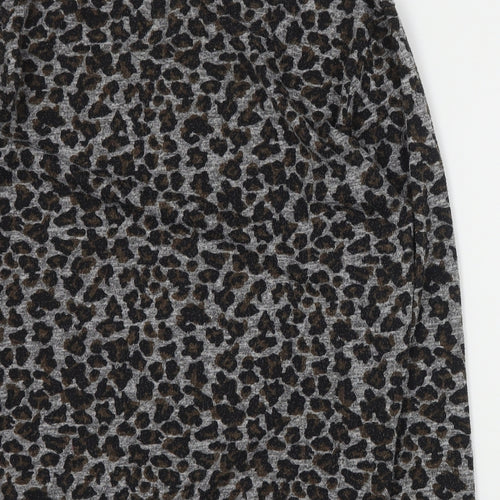 Topshop Womens Grey Animal Print Cotton Pullover Sweatshirt Size 8  Pullover