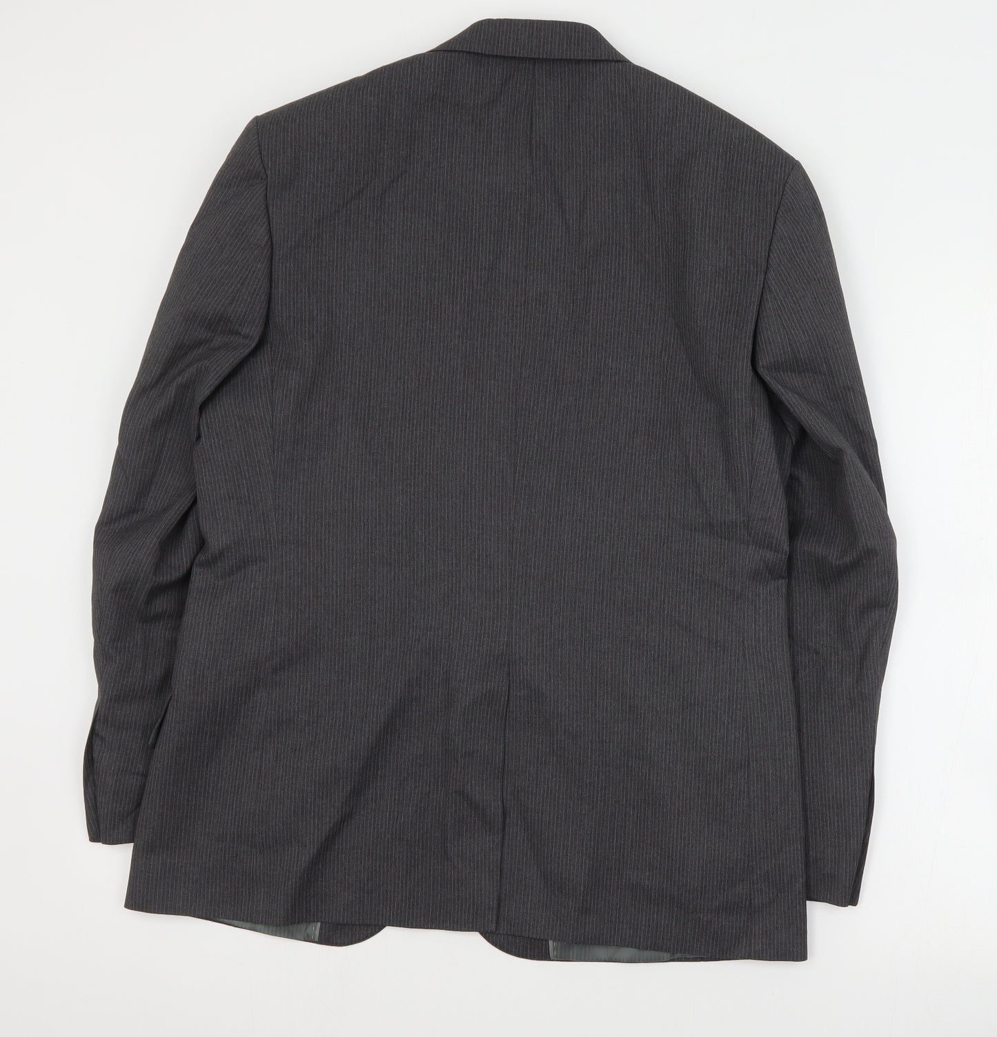 George Mens Grey Striped Polyester Jacket Suit Jacket Size M