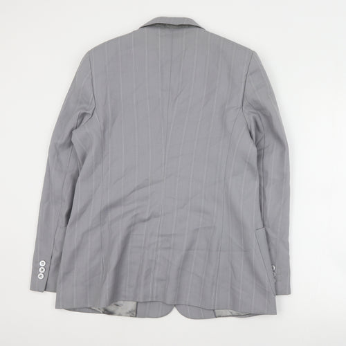 NEXT Womens Grey Striped Wool Jacket Suit Jacket Size 16