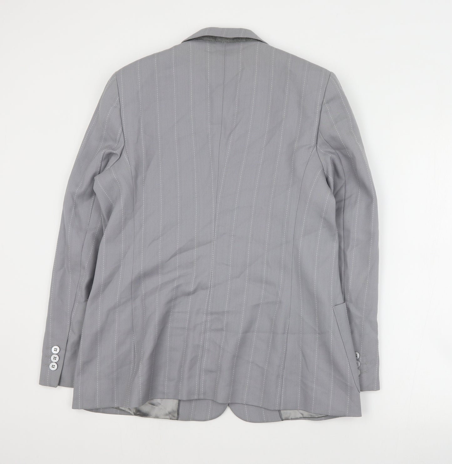 NEXT Womens Grey Striped Wool Jacket Suit Jacket Size 16