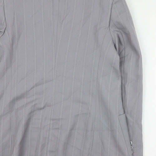 NEXT Womens Grey Striped Wool Jacket Suit Jacket Size 16