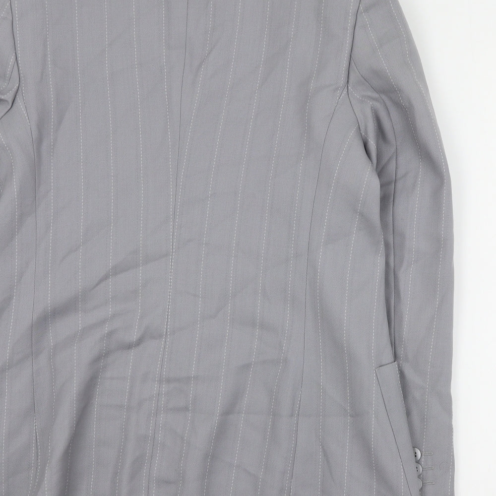 NEXT Womens Grey Striped Wool Jacket Suit Jacket Size 16