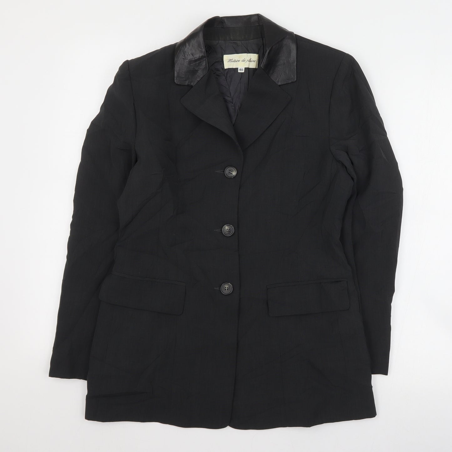 Histoire de Plaire Womens Black  Polyester Jacket Suit Jacket Size M