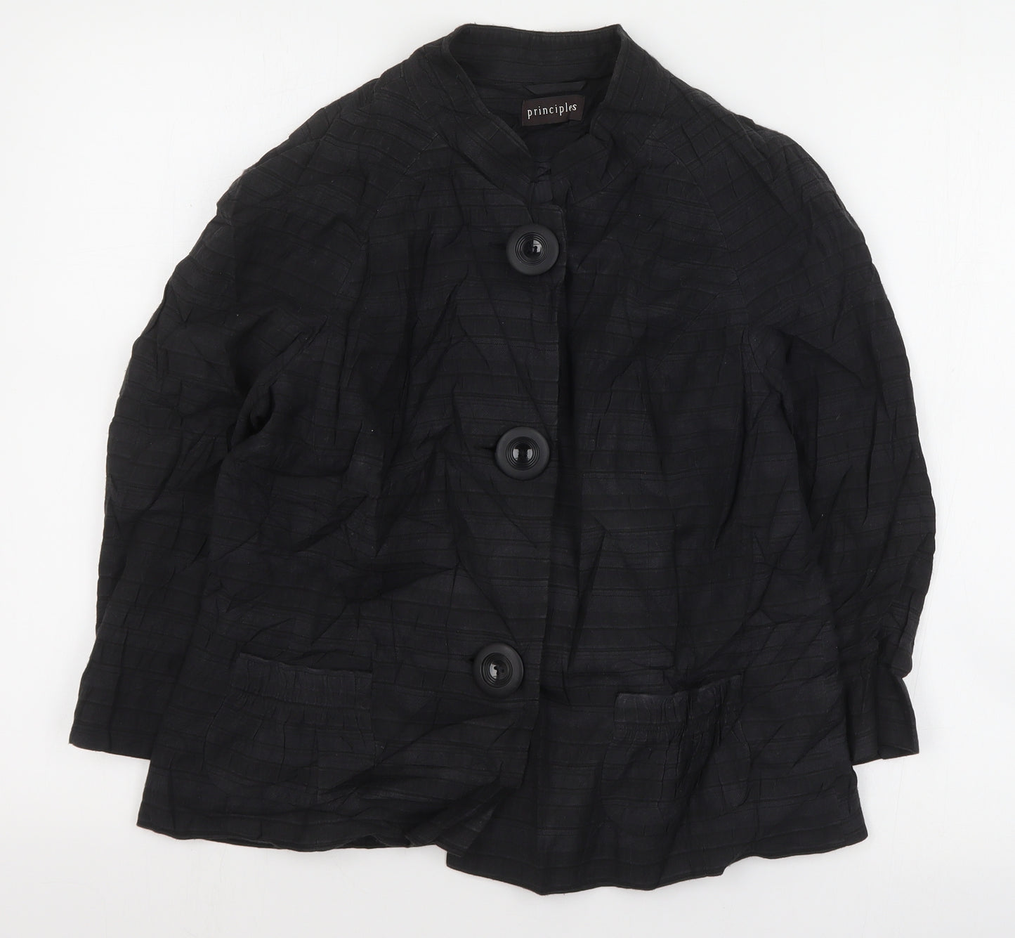 Principles Womens Black Striped  Jacket  Size 14  Button