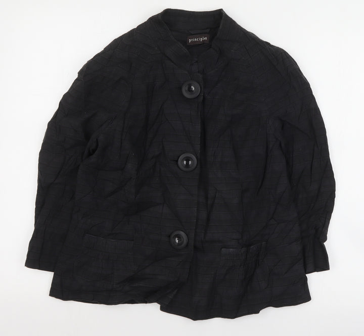 Principles Womens Black Striped Jacket Size 14 Button