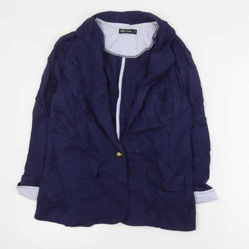 Internacionale Womens Blue   Jacket Blazer Size 14  Button