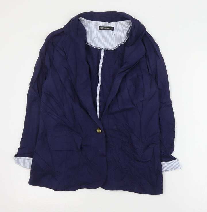 Internacionale Womens Blue   Jacket Blazer Size 14  Button