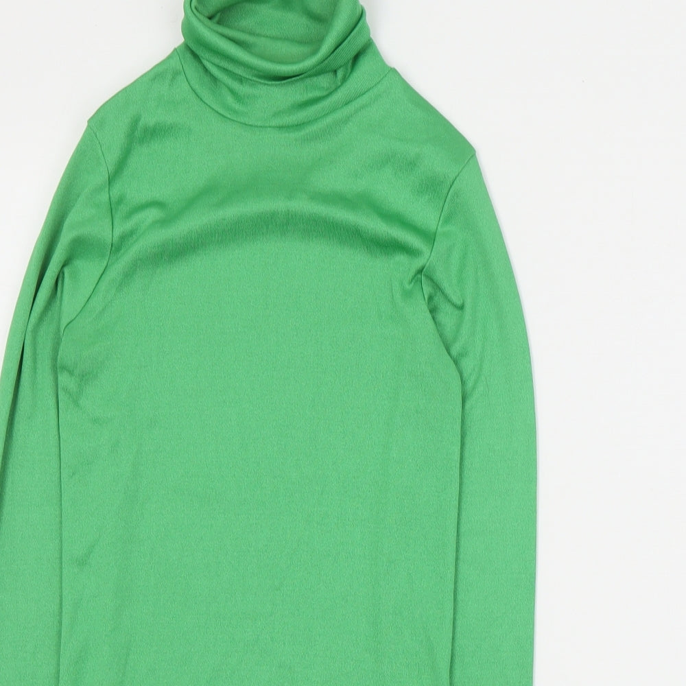 St Michaels Womens Green  Nylon Basic T-Shirt Size 14 Roll Neck