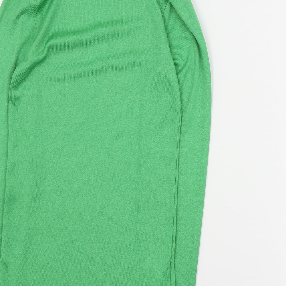 St Michaels Womens Green  Nylon Basic T-Shirt Size 14 Roll Neck