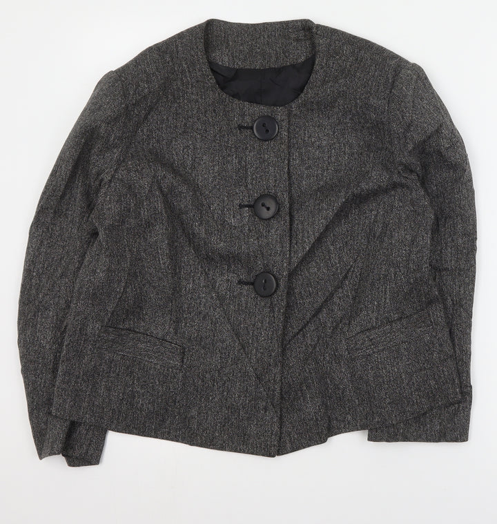M&Co Womens Grey Jacket Coat Size 16 Button