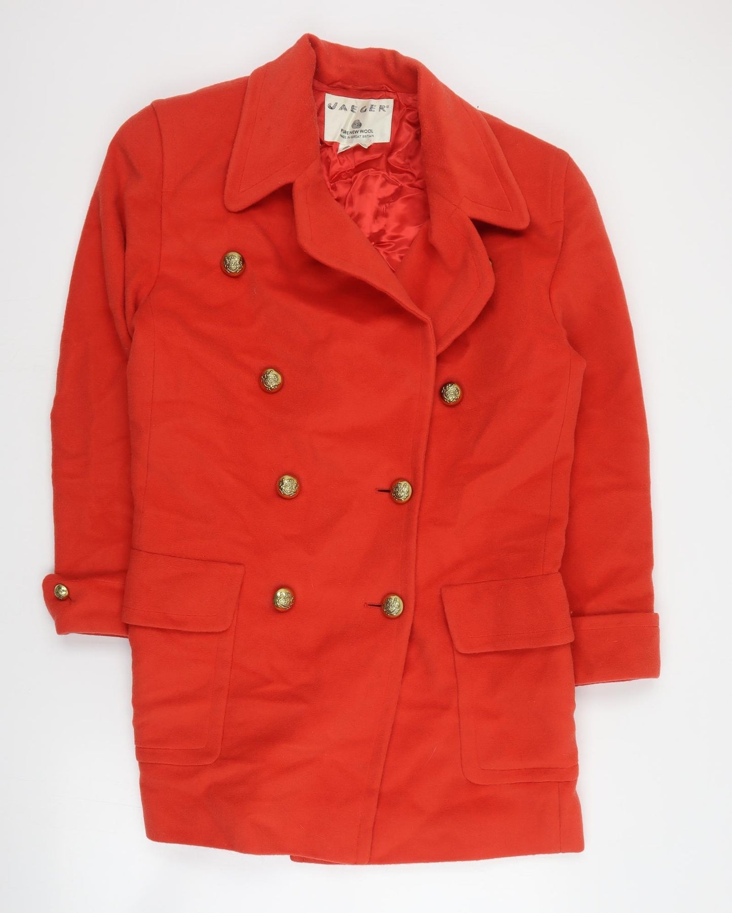 Jaeger Womens Orange   Overcoat Coat Size 12  Button