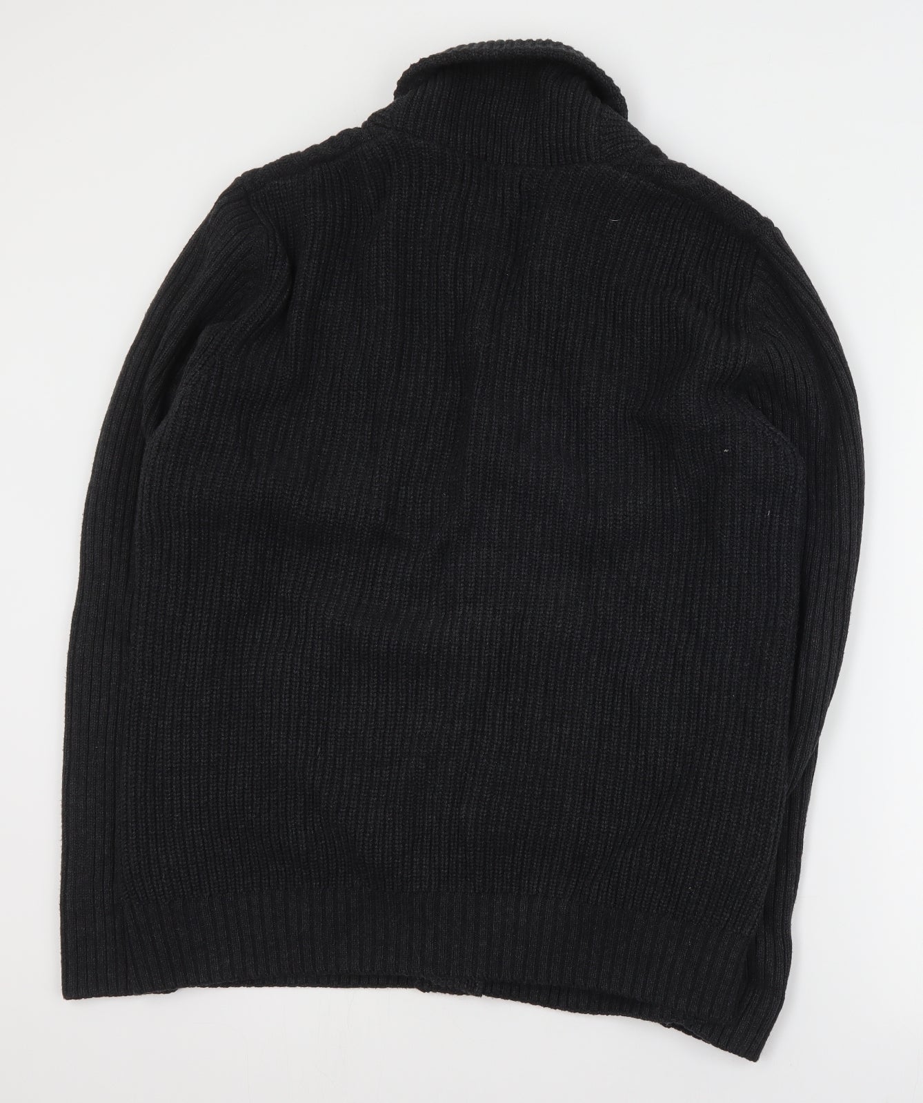 NEXT Mens Grey Roll Neck  Cotton Cardigan Jumper Size L