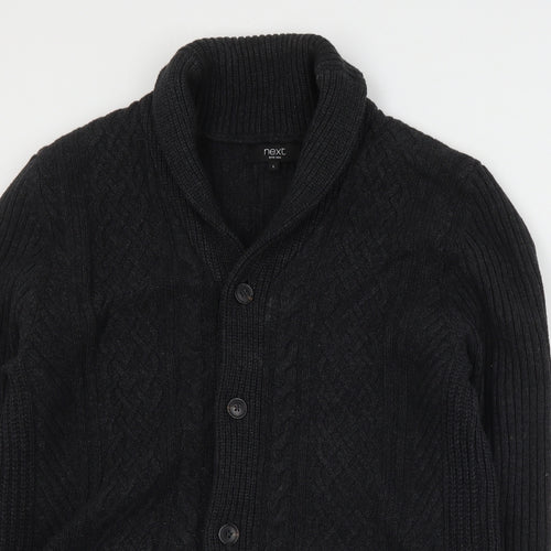 NEXT Mens Grey Roll Neck  Cotton Cardigan Jumper Size L