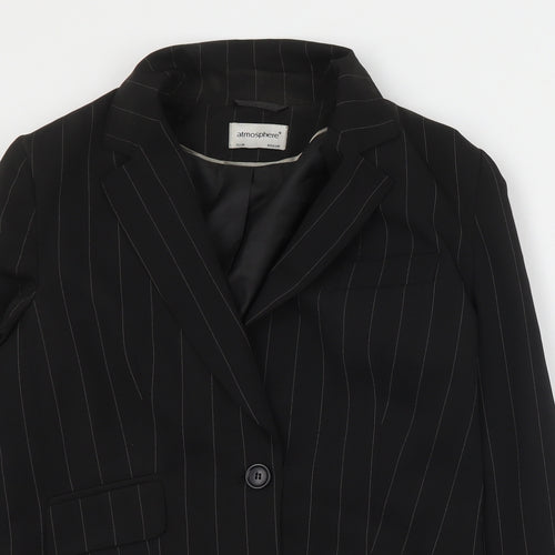 Primark Womens Black Striped Polyester Jacket Suit Jacket Size 12