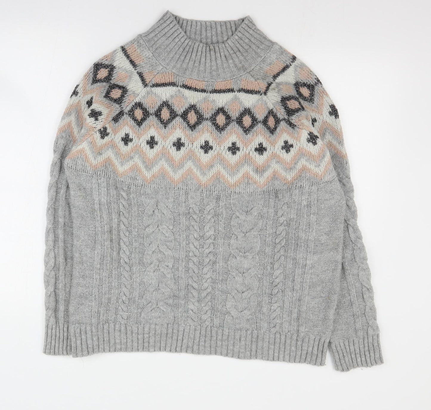 Papaya Womens Gold Mock Neck  Acrylic Pullover Jumper Size M