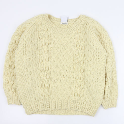Loving Youth Womens Beige Round Neck  Acrylic Pullover Jumper Size S