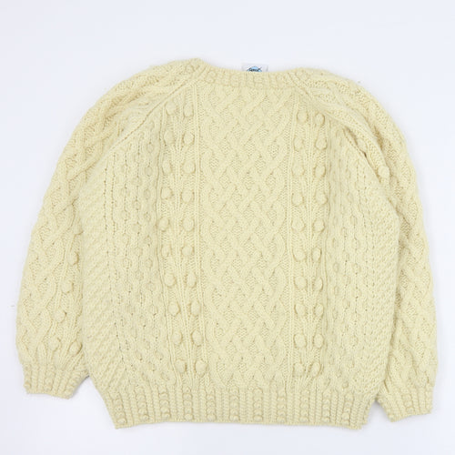 Loving Youth Womens Beige Round Neck  Acrylic Pullover Jumper Size S
