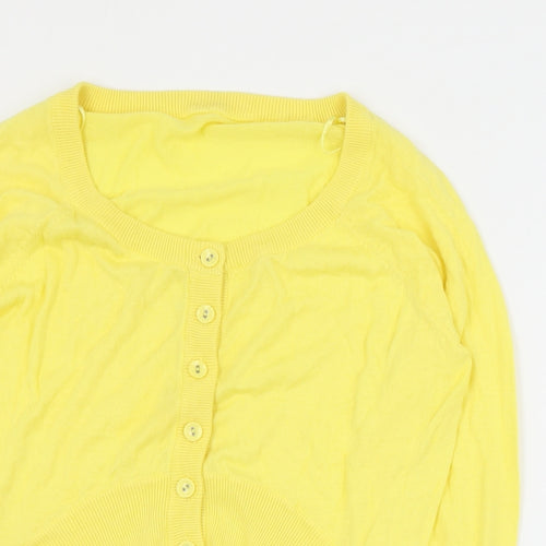 Preworn Womens Yellow Round Neck  Cotton Cardigan Jumper Size S