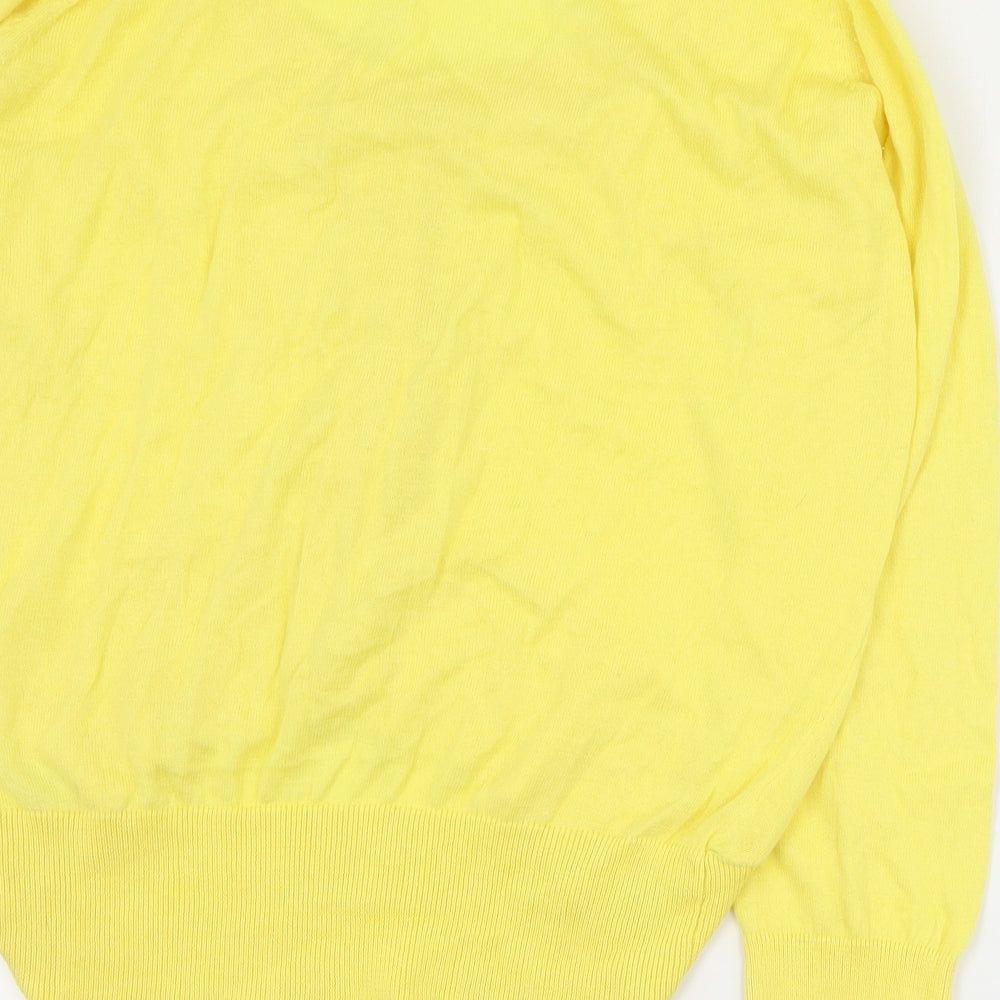 Preworn Womens Yellow Round Neck  Cotton Cardigan Jumper Size S